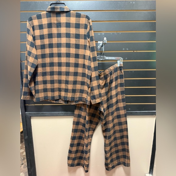 Skims Buffalo Plaid Flannel Pajama Set L Brown Black Lounge Set - Picture 4 of 6